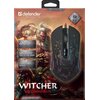 Opakowanie przedstawia mysz gamingową z napisem "defender" oraz hasłem "TRIFLES MAKE PERFECTION". Na opakowaniu widnieje ilustracja postaci fantasy oraz teksty: "RGB backlight", "Stable operation even on high speed", "5 customizable buttons", a także "WIT