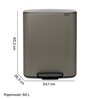 Kosz na śmieci BRABANTIA 21154 Bo Pedal Bin 60L Platynowy Pojemność [l] 60