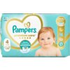 Opakowanie pieluch Pampers Premium Care 4 (68 szt.) z widocznym logo Pampers, grafiką serca oraz zdjęciem dziecka. Na opakowaniu znajdują się informacje: "Delicate Comfort Care", "Ultra Skin Breathability", "9-14 kg", oraz ikony związane z cechami produkt