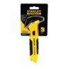 Żółto-czarny nóż z wymienną głowicą, zapakowany w czarne opakowanie z żółtymi elementami, z widocznym napisem "STANLEY FATMAX". Na opakowaniu znajdują się również napisy: "Single-Sided Replaceable Head", "FMHT10358", "WORKSAFE", "CONCEALED".