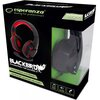 Czarne opakowanie z przezroczystym panelem prezentuje nauszne słuchawki z czerwonymi akcentami, z widocznymi napisami: "esperanza Gaming for professionals", "HX400", "BLACKBIRD GAMING HEADSET", "MULTIMEDIA & INTERNET", "ADVANCED GAMING HEADSET". Na dole o