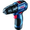 Na zdjęciu znajduje się niebiesko-czarna wiertarko-wkrętarka z czerwonymi elementami, z widocznym logo "BOSCH Professional GSB 12V-30" oraz napisem "Heavy Duty". Urządzenie posiada uchwyt z gumową powłoką i widoczne przyciski sterujące.