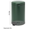 Kosz na śmieci  z pedałem BRABANTIA 304064 NewIcon wyjmowane wiadro, szczelnie zamykana pokrywa 20L Zielony Pojemność [l] 20