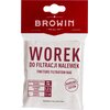 Czerwone opakowanie z białym napisem "BROWIN ROK ZAŁ. 1979" na górze, poniżej znajduje się przezroczysta część z widocznym napisem "WOREK DO FILTRACJI NALEWEK TINCTURE FILTRATION BAG". Na dole opakowania znajdują się informacje: "WIELOKROTNEGO UŻYTKU REUS