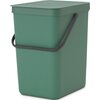 Kosz na śmieci uchylny BRABANTIA 129964 Sort & Go możliwy do zawieszenia, łatwy w czyszczeniu 25 L Zielony Pojemność [l] 25