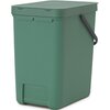 Kosz na śmieci uchylny BRABANTIA 129964 Sort & Go możliwy do zawieszenia, łatwy w czyszczeniu 25 L Zielony Liczba komór 1