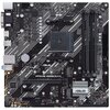 Czarna płyta główna z białymi liniami, oznaczona jako "ASUS Prime B550M-K", z widocznymi gniazdami i złączami. Na płycie znajdują się napisy: "SOCKET AM4", "DDR4 DIMM", "ASUS" oraz "PRIME B550M-K".
