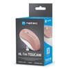 Pudełko przedstawia różowo-białą mysz bezprzewodową z logo "natec" na górze. Na opakowaniu widnieje napis: "Hi, I'm TOUCAN! Wireless Mouse | Mysz bezprzewodowa | Kabellose maus | Rádió nélküli egér | Ergonomic shape | Bezdrátová myš", a także informacje: 