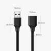 Kabel USB-A - USB-A UGREEN US103 3 m Złącza odwracalne Nie