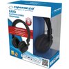 Opakowanie słuchawek bezprzewodowych nausznych marki Esperanza z widocznym modelem "Bard" w środku. Na opakowaniu znajdują się napisy: "Esperanza", "Bard Bluetooth Stereo Headphones", oraz informacje o funkcjach, takich jak "Built-in Microphone" i "10 Met