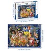 Pudełko puzzli Ravensburger z motywem Disney Królewna Śnieżka, zawierające 1000 elementów, przedstawia kolorową ilustrację z postaciami z bajki. Na zdjęciu widoczne są wymiary pudełka: około 37,5 cm x 27,5 cm oraz gotowego obrazka: około 70 cm x 50 cm.