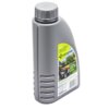 Szara butelka z olejem do kosiarki, na której znajduje się etykieta z logo "GREENSO" oraz napisami "API SF/CC SAE 30" i "600 ml". Etykieta przedstawia również zdjęcie kosiarki na trawie.