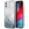 Etui GUESS Glitter Vintage Script do Apple iPhone 12 Mini Niebieski