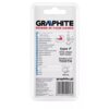Opakowanie produktu z logo "GRAPHITE" i hasłem "POWER IN YOUR HANDS" zawiera opis frezu z węglika spiekanego w różnych językach oraz rysunek techniczny frezu typu F. Na dole znajduje się kod kreskowy oraz adres strony internetowej "graphite.pl".