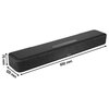 Czarny soundbar o prostokątnym kształcie z widocznym logo "DENON" na przedniej części. Na zdjęciu znajdują się wymiary urządzenia: 75 mm wysokości, 120 mm głębokości i 650 mm szerokości.