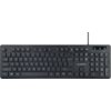 Czarna klawiatura z układem QWERTY, posiadająca klawisze funkcyjne od F1 do F12 oraz sekcję numeryczną po prawej stronie. Na klawiaturze widoczne jest logo "gembird".