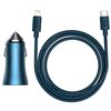 Ładowarka samochodowa BASEUS Golden Contactor Pro 40W Niebieski + kabel USB-C-Lightning Liczba zasilanych urządzeń 2