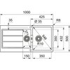 Zlewozmywak półtorakomorowy z ociekaczem FRANKE Sirius S2D 651-100 143.0618.682 Kamienny szary 50x100 Wykonanie Tectonite
