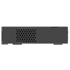 Przedstawiony jest czarny, prostokątny switch sieciowy z widocznymi otworami wentylacyjnymi na boku obudowy. Produkt to "Switch NETGEAR GS316EP-100PES Gigabit Ethernet, 16 portów, Funkcja PoE, Zarządzalny".