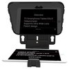 Na zdjęciu widoczny jest teleprompter marki Desview T3, przeznaczony do użytku ze smartfonami, tabletami i aparatami DSLR. Na ekranie wyświetlany jest tekst: "Desview T3 Smartphone/Tablet/DSLR Teleprompter Supports Ultra Wide Lens Patent design".