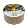 Brązowa taśma pakowa o długości 66 metrów i szerokości 48 mm, z etykietą zawierającą logo "VOREL by TOYA", numer produktu 75302 oraz kod kreskowy 5906083753022. Na etykiecie znajdują się także informacje o produkcie w kilku językach oraz dane kontaktowe producenta.