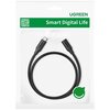 Opakowanie zawiera czarny kabel USB-C - USB-C, a na górze widnieje logo "UGREEN" oraz napis "Smart Digital Life". Na opakowaniu znajduje się również zielony symbol z uśmiechem oraz kod QR.