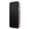 Przezroczyste etui na telefon z różowym akcentem na krawędziach, przeznaczone dla modelu Apple iPhone 11 Pro Max. Etui ma błyszczące elementy wewnątrz, które tworzą efekt pływających drobinek.