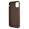 Opakowanie zawiera brązowe etui do telefonu z wzorem 4G i białym paskiem z napisem "GUESS". Na opakowaniu widnieje tekst: "A fashionable and elegant protective case for your mobile phone" oraz ikony z opisami: "Slim Profile", "Drop Protection", "Easy Snap