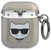 Etui na słuchawki KARL LAGERFELD Choupette Head Glitter do Apple AirPods 1/2 Szary