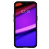 Czarne etui ochronne na smartfon z widocznym ekranem, na którym wyświetla się godzina 02:45 oraz data MAR 28. Tło ekranu jest w odcieniach fioletu i czerwieni z dynamicznymi, zakrzywionymi liniami.