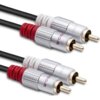 Na zdjęciu widoczny jest kabel z czterema wtykami RCA, z czego dwa są oznaczone jako "AUDIO-R" i mają czerwone oraz białe elementy. Wtyki są metaliczne z czarnymi kablami.