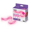 Opakowanie produktu z napisem "WiZ SMART LED STRIP EXTRA BRIGHT WHITE AND VIVID COLORS" oraz informacjami o długości "2M/6.5FT". Widoczna jest różowa taśma LED oraz ikony wskazujące na sterowanie aplikacją, głosem, funkcję SpaceSense™ i jasność 1600 lm.