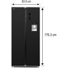 Lodówka AMICA FY5079.3GDFBI Side by Side No frost 176.3 cm Czarny Inox Podajnik wody Wyświetlacz Zewnętrzny