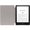 Etui na Kindle Paperwhite 5/Signature Edition TECH-PROTECT SmartCase w kolorze czarnym, z otwartą okładką, ukazuje ekran czytnika z tekstem zaczynającym się od "CHAPTER 1" oraz fragmentem opowieści. Na dole ekranu widoczny jest napis "kindle".