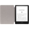 Etui na Kindle Paperwhite 5/Signature Edition TECH-PROTECT SmartCase Sakura jest otwarte, ukazując ekran czytnika z tekstem zaczynającym się od "CHAPTER 1". Na ekranie widoczny jest fragment tekstu, a na dolnej ramce czytnika znajduje się napis "kindle".