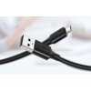 Czarny kabel USB - Micro USB o długości 3 metrów z widocznymi złączami, na których znajduje się logo "UGREEN". Kabel jest przedstawiony na rozmytym tle.