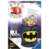 Opakowanie przedstawia produkt "Puzzle 3D RAVENSBURGER Batman Przybornik 11275 (54 elementy)" z dużym logo Batmana na przyborniku. Na opakowaniu widnieją napisy: "3D Puzzle", "Stabil – ohne Klebstoff", "Sturdy – no glue required", "Solide – sans colle", "