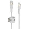 Kabel USB-C - Lightning BELKIN Braided Silicone 1m Biały Gwarancja 24 miesiące