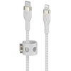 Kabel USB-C - Lightning BELKIN Braided Silicone 3m Biały Gwarancja 24 miesiące