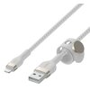 Kabel USB - Lightning BELKIN Braided Silicone 1 m Biały Gwarancja 24 miesiące