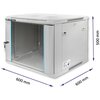 Szafa RACK QOLTEC 19" 9U 54486 600 x 600 mm, Wisząca Szary Waga [kg] 21.9