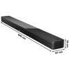 Czarny soundbar o eleganckim, prostokątnym kształcie z widocznym logo "BOSE" na przedniej części. Na zdjęciu znajdują się wymiary urządzenia: 1045 mm długości, 107 mm szerokości i 58 mm wysokości.