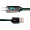 Kabel USB - USB-C BASEUS CASX020006 z wyświetlaczem LCD 66W 1 m Zielony