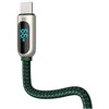 Kabel USB - USB-C BASEUS CASX020006 z wyświetlaczem LCD 66W 1 m Zielony Typ USB-A - USB-C