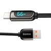 Kabel USB - USB-C BASEUS CASX020101 z wyświetlaczem LCD 66W 2 m Czarny