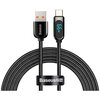 Kabel USB - USB-C BASEUS CASX020101 z wyświetlaczem LCD 66W 2 m Czarny