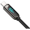 Kabel USB - USB-C BASEUS CASX020101 z wyświetlaczem LCD 66W 2 m Czarny Typ USB-A - USB Typ-C