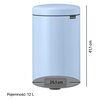 Kosz na śmieci z pedałem BRABANTIA NewIcon 202483 wyjmowane wiadro, nie przepuszcza zapachów, stal 12L Jasnoniebieski Liczba komór 1