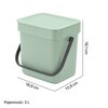 Kosz na śmieci BRABANTIA 211683 Sort & Go odchylane wieczko, do zawieszenia, tworzywo sztuczne 3L Zielony Pojemność [l] 3