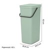 Kosz na śmieci BRABANTIA 212826 Sort & Go odchylane wieczko, do zawieszenia, łatwy w czyszczeniu 40L Jasnozielony Pojemność [l] 40